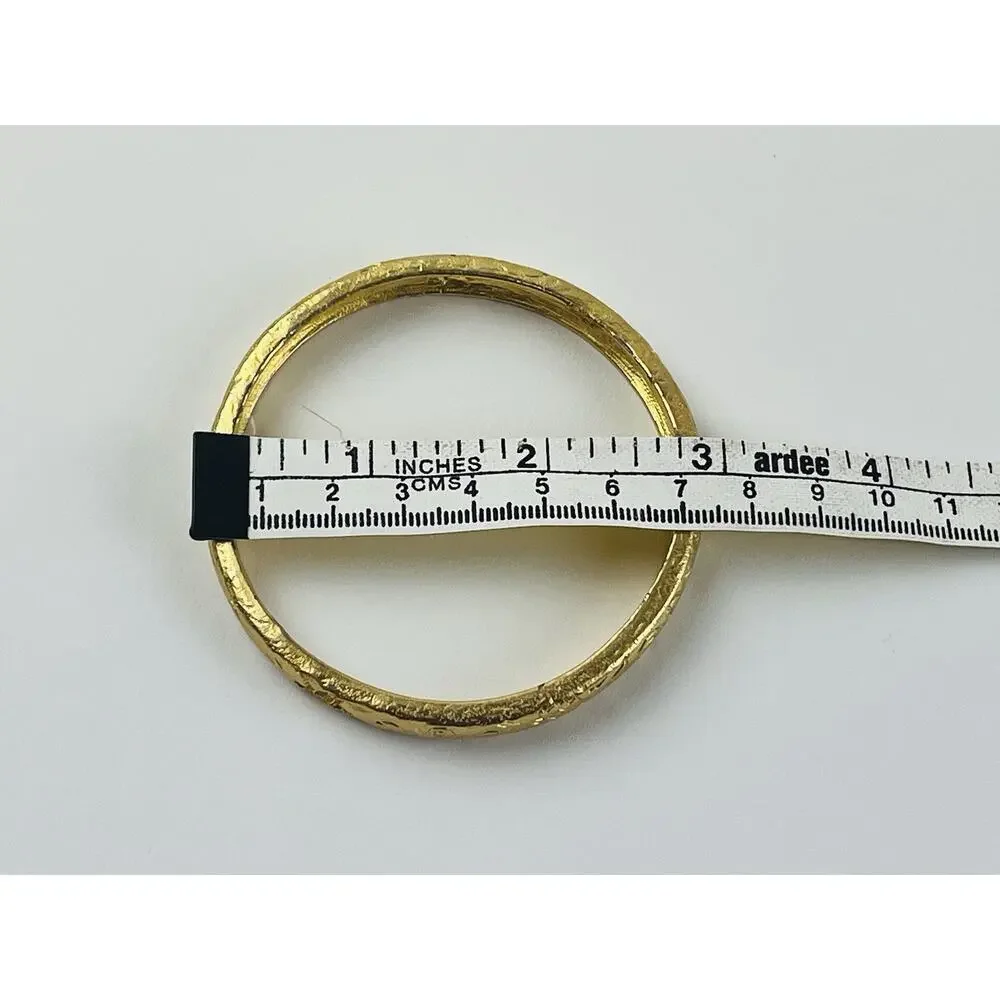 Liz Claiborne Bangle Bracelet Gold Tone Star cut out Etched LCi Moon Spiral Burs
